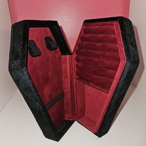 Black and Red Coffin-Shaped Jewelry Box
